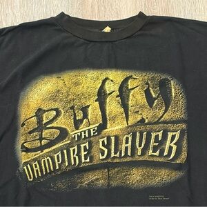 Vintage Buffy the Vampire Slayer T-Shirt Size XL Black TV Promo 90s Blue Grape